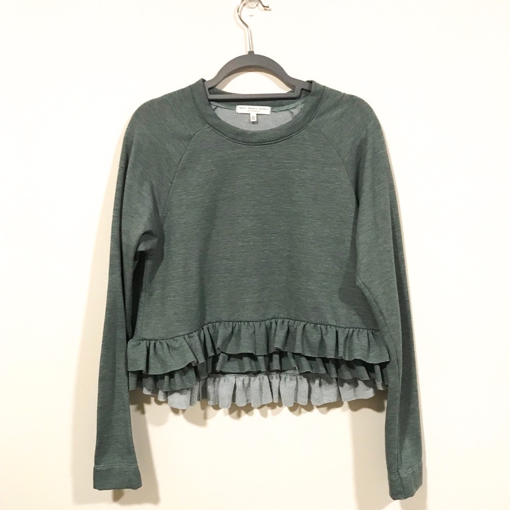 UrbanOutfitters Green LongSleeve Shirt Ruffles